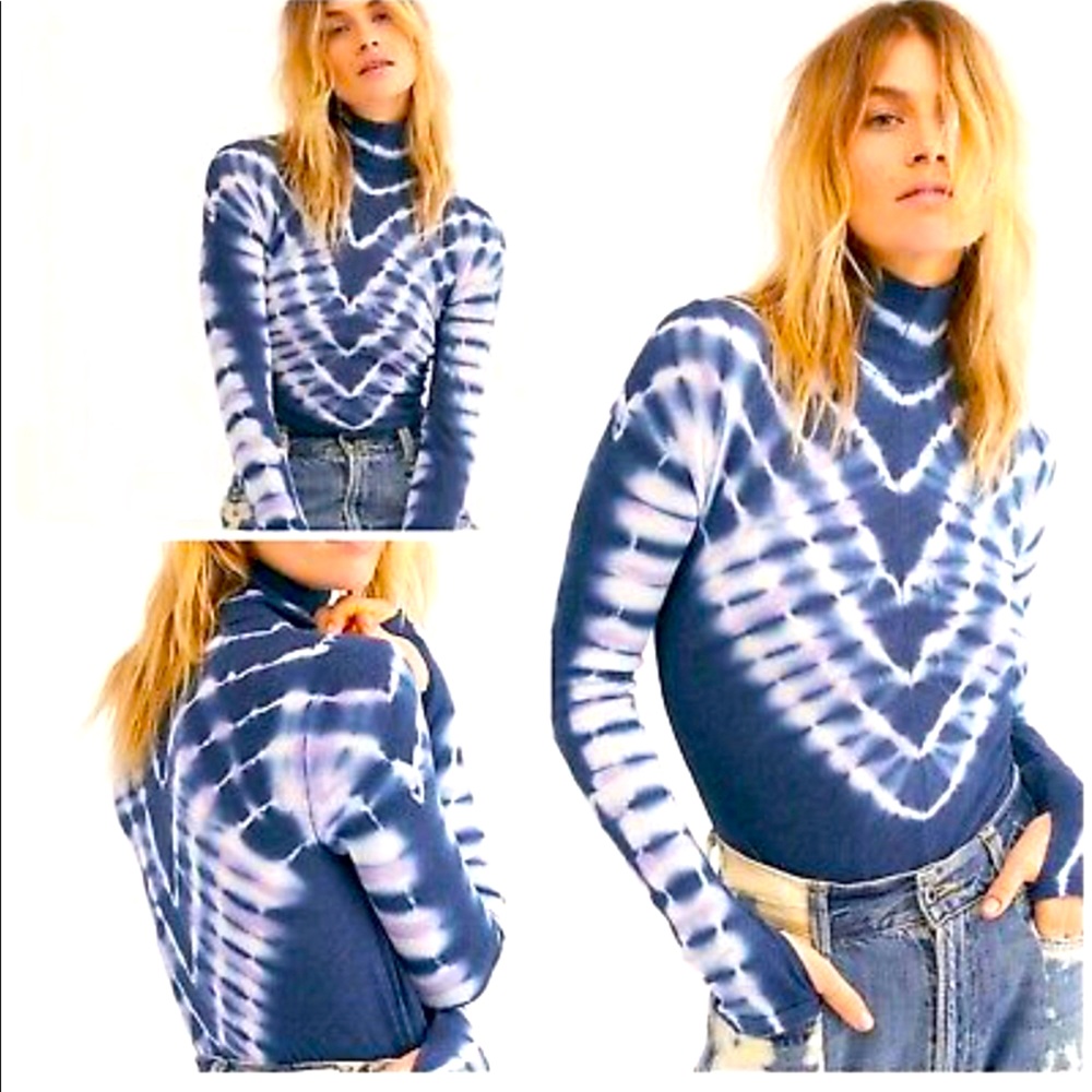 NWOT Free People Psychedelic Turtleneck Top